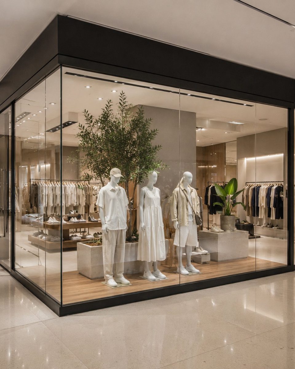 Fachada comercial em vidro